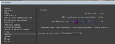 Préférences Premiere Pro