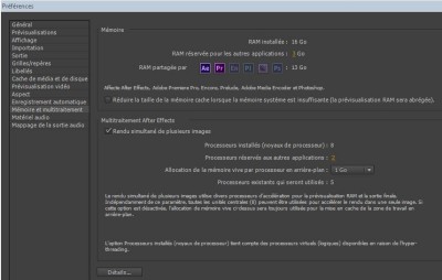 Préférences After Effects