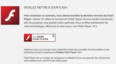 Flash player Message erreur